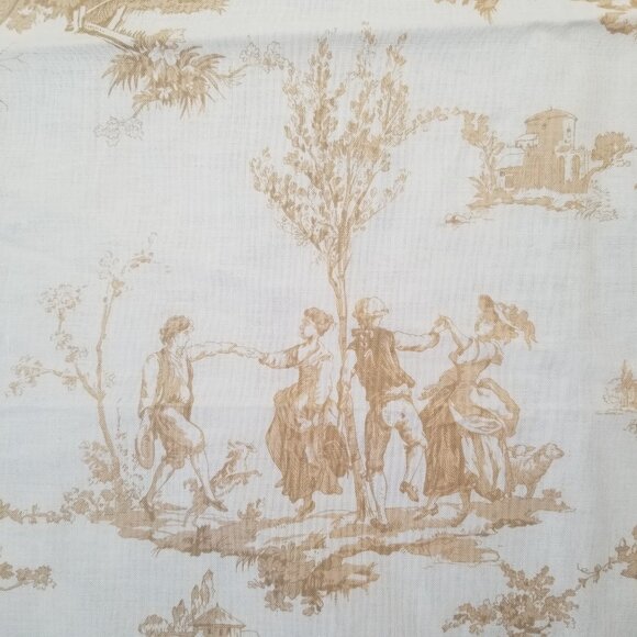 Lovely Toile French Country Fabric by Michael Miller in Gold and Creamy White - Picture 6 of 10